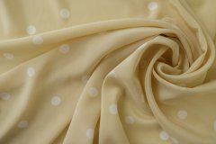 ткань кремовый крепдешин в белый горох крепдешин шелк в горошек желтая Италия