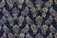 ткань джинсовая ткань с эластаном с цветами на синем фоне