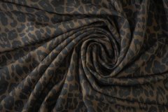 ткань гладкий шелк коричневый с леопардовым принтом костюмно-плательная шелк леопард коричневая Италия