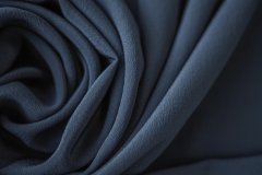 ткань крепдешин дымчато-синего цвета крепдешин шелк однотонная синяя Италия