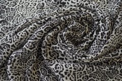 ткань белый шелковый сатин с леопардовым рисунком Италия