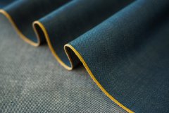 ткань джинсовая ткань синяя со светло-горчичным подтоном джинсовая ткань хлопок однотонная синяя Япония