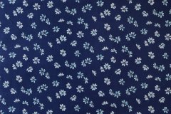 ткань хлопок синий с белыми ромашками поплин хлопок цветы синяя Италия