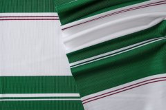 ткань трикотаж из вискозы в широкую бело-зеленую полоску трикотаж вискоза в полоску зеленая Италия