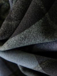 ткань пальтовая шерсть в клетку двухслойная двухсторонняя сине-серая