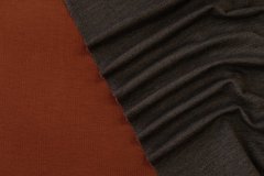 ткань двухсторонний трикотаж серо -охристого цвета трикотаж шерсть однотонная оранжевая Италия