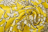 ткань крепдешин желтый с белыми цветами