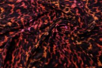 ткань крепдешин с акварельным принтом леопард оранжево-красный