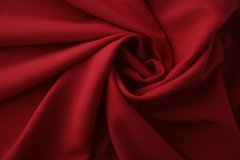 ткань двухслойный двухсторонний креп из шерсти с шелком ярко-красный креп шерсть однотонная красная Италия