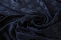 ткань шелк черно-синий с сердцами
