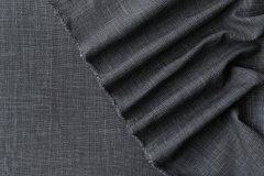 ткань костюмный лен с шерстью серо-стального цвета в клетку костюмно-плательная лен в клетку серая Италия