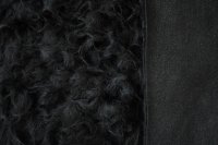ткань беби альпака с шерстью и полиэстером черного цвета (в 2х кусках 0.9м и 1.75м)