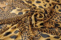 ткань шифон с леопардами горчично-черный