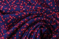 ткань креп из вискозы темно-синий с красными цветами