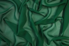 ткань креп-шифон темного изумрудного цвета с хвойным оттенком крепшифон шелк однотонная зеленая Италия