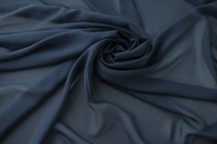 ткань креп-шифон сине-серого цвета крепшифон шелк однотонная синяя Италия