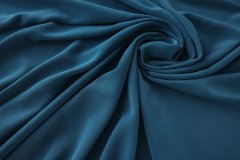 ткань крепдешин сине-бирюзового цвета  крепдешин шелк однотонная синяя Италия