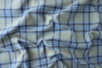 ткань костюмный хлопок в голубую клетку саржевого плетения