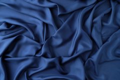 ткань шелковый подклад дымчато-синего цвета подклад шелк однотонная синяя Италия