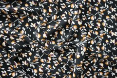 ткань вискоза для шитья черного цвета с цветами (кади) Италия