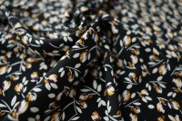 ткань кади из вискозы черного цвета с цветами