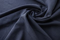 ткань поплин из шерсти и хлопка синего цвета костюмно-плательная шерсть однотонная синяя Италия