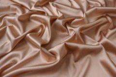 ткань атлас с эластаном цвета светлой бронзы атлас шелк однотонная бежевая Италия