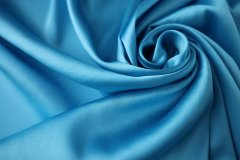 ткань атлас с эластаном бирюза с лазурным оттенком атлас шелк однотонная голубая Италия