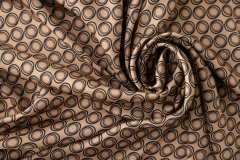 ткань сатин из вискозы с овалами сатин вискоза в горошек бежевая Италия
