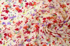 ткань шелковый шифон с мелкими цветами шифон шелк цветы разноцветная Италия