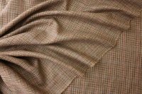 ткань коричневый костюмный шелк со льном в мелкую клетку
