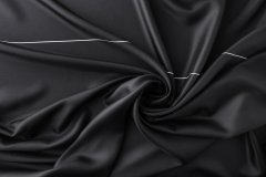 ткань шелковый твил (купон) черного цвета Италия