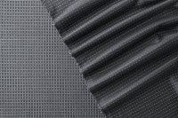 ткань костюмная шерсть с шелком темно-серого цвета в горошек