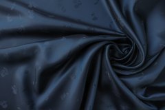 ткань подклад из вискозы темно-синего цвета с черепами Италия