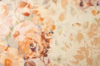ткань лен персикового цвета с бежевыми цветами