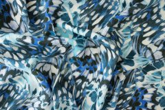 ткань лен с сине-голубым и белым рисунком костюмно-плательная лен иные синяя Италия