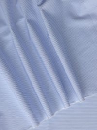 ткань белый хлопок в узенькую голубую полосочку