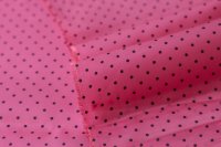 ткань подклад из вискозы розовый в черный горошек