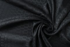 ткань подклад из вискозы черный с логотипами Италия