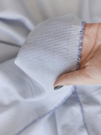 ткань белый хлопок в синюю полоску