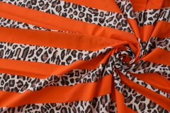 ткань батист в полоску леопард и оранжевый Италия