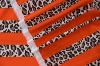 ткань батист в полоску леопард и оранжевый