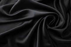 ткань черное атласное кади  кади смесовый однотонная черная Италия
