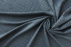 ткань серо-синяя шерсть с шелком и льном в клетку костюмно-плательная шерсть в клетку серая Италия