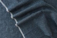 ткань синяя шерсть с шелком и льном с джинсовым переплетением 