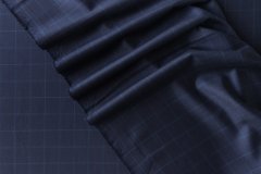 ткань темно-синияя шерсть в полоску костюмно-плательная шерсть в полоску синяя Италия