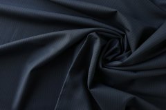 ткань темно-синяя шерсть в монохромную полоску костюмно-плательная шерсть в полоску синяя Италия