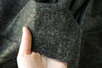 ткань теплая костюмная шерсть серо-черно-зеленый меланж