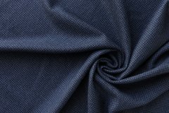 ткань шерсть в сине-черную гусиную лапку костюмно-плательная шерсть в клетку синяя Италия
