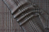 ткань пальтовая шерсть в полоску, елочку и клетку коричнево-черного цвета с белыми вкраплениями